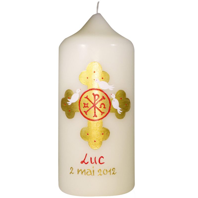 Bougie de baptême Croix dorée (personnalisable) Pascale Belenfant Chauveau