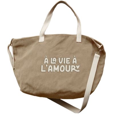 Sac cabas XL velours A la vie à l'amour Zakuw