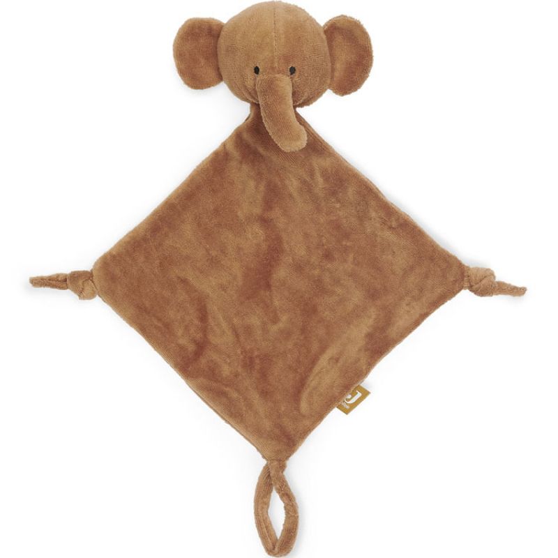 Doudou attache sucette éléphant caramel Jollein