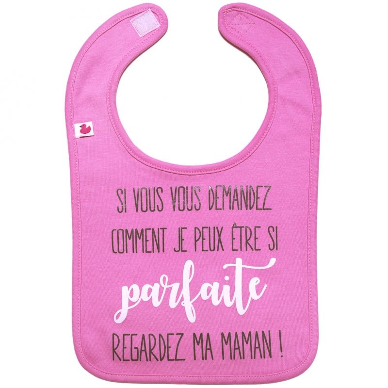 Bavoir à velcro Si parfaite rose BB & Co