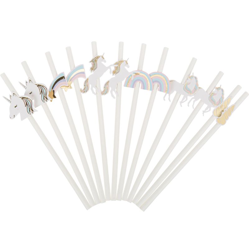 Lot de 12 pailles Licorne Arty Fêtes Factory