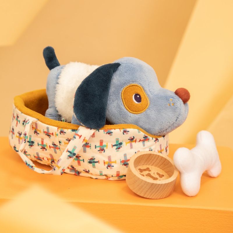 Peluche sonore Jules le chien et son panier Lilliputiens Ambiance 8