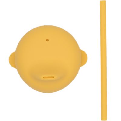 Bec anti-fuite + mini paille pour gobelet en silicone jaune  par We Might Be Tiny