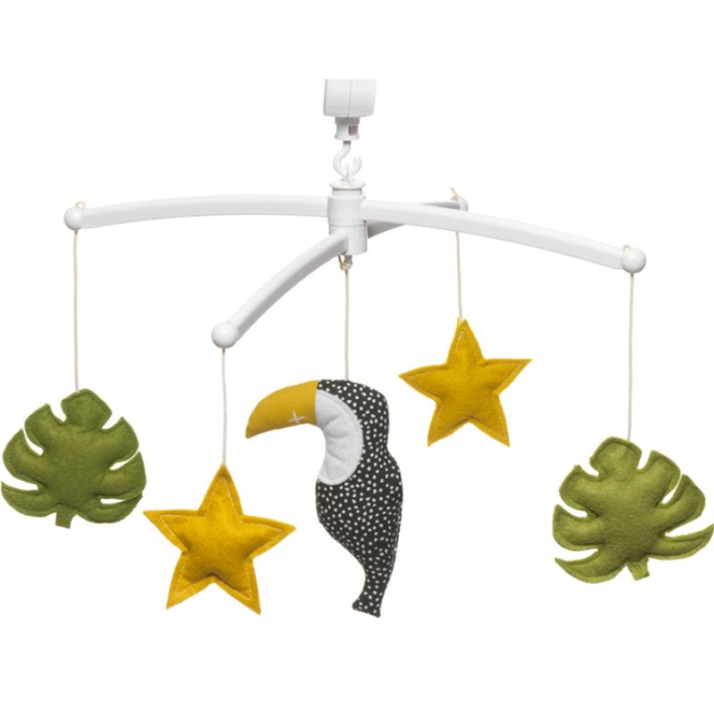 Mobile musical Toucan jaune vert (mélodie au choix) Pouce et Lina