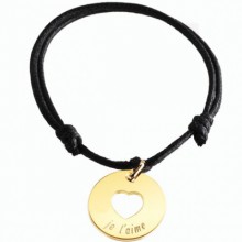 Bracelet cordon Accroche coeur (plaqué or jaune)  par Petits trésors