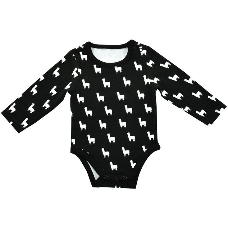 Body manches longues Lama noir et blanc (6-12 mois : 74 à 80 cm) Jollein