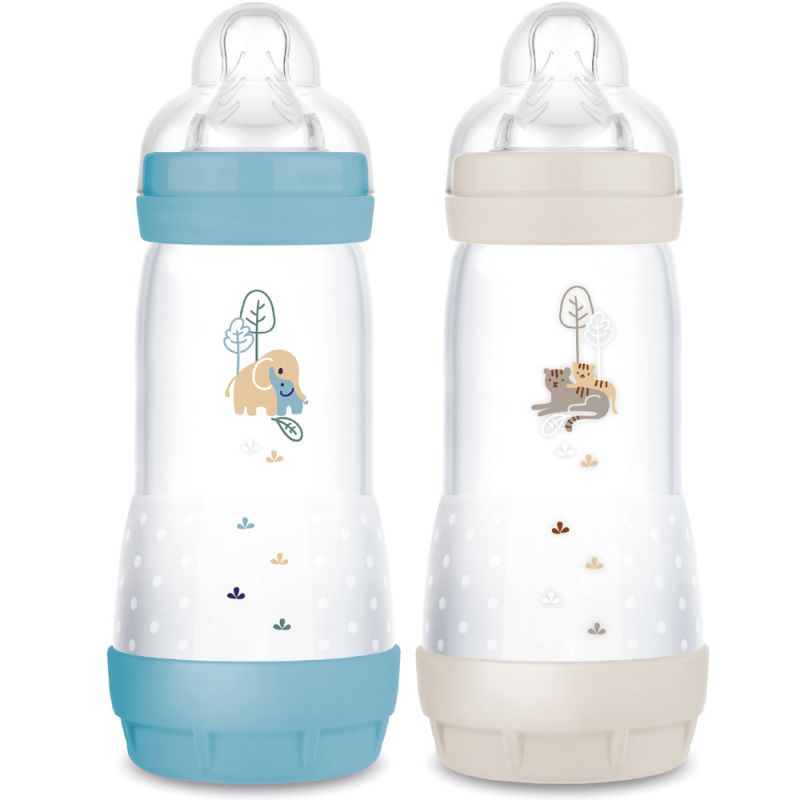 2 biberons Easy Start anti-colique 320ml Océan+Sable Tétine débit 3 - Reconditionné MAM