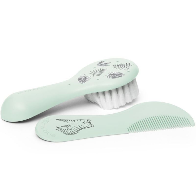 Peigne et brosse Hygge Baby tigre vert Suavinex