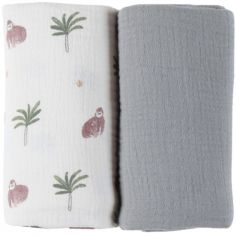 Lot de 2 langes Cute gorilla (70 x 70 cm) - Noukie's