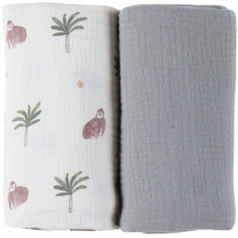 Lot de 2 langes Cute gorilla (70 x 70 cm) Noukie's Produit 1