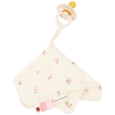 Doudou attache-tétine en gaze de coton Fairy Blossom