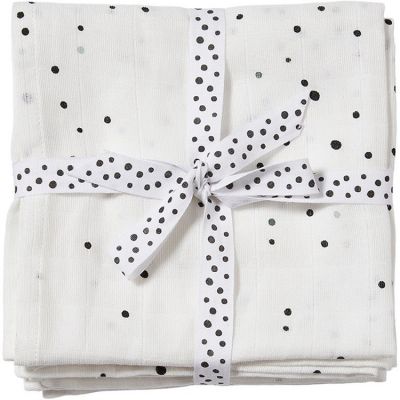 Lot de 2 maxi langes Dreamy dots blanc (120 x 120 cm)  par Done by Deer