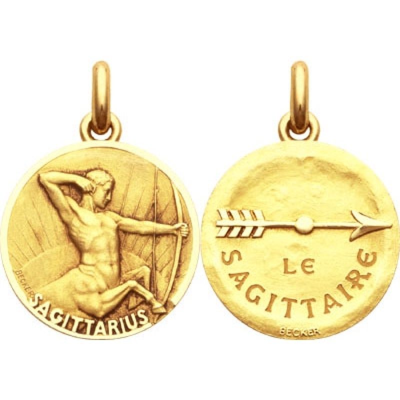 Médaille signe Sagittaire avec revers (or jaune 750°) Becker