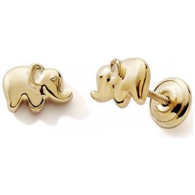 Boucles d'oreilles à vis Eléphant (or jaune 375)