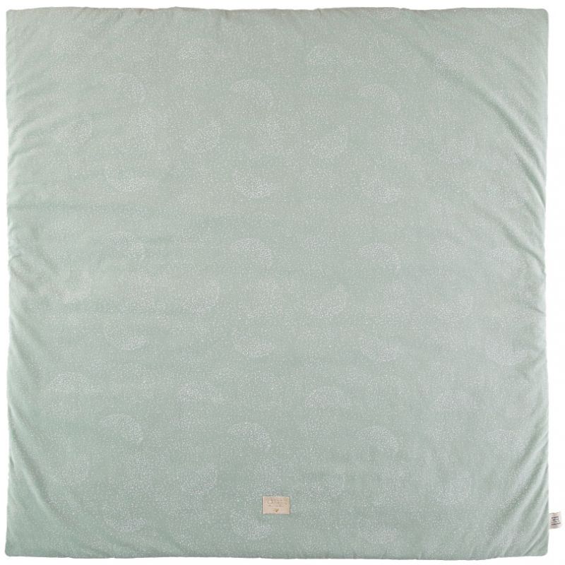 Tapis de parc Colorado coton bio White bubble Aqua (100 x 100 cm) Nobodinoz