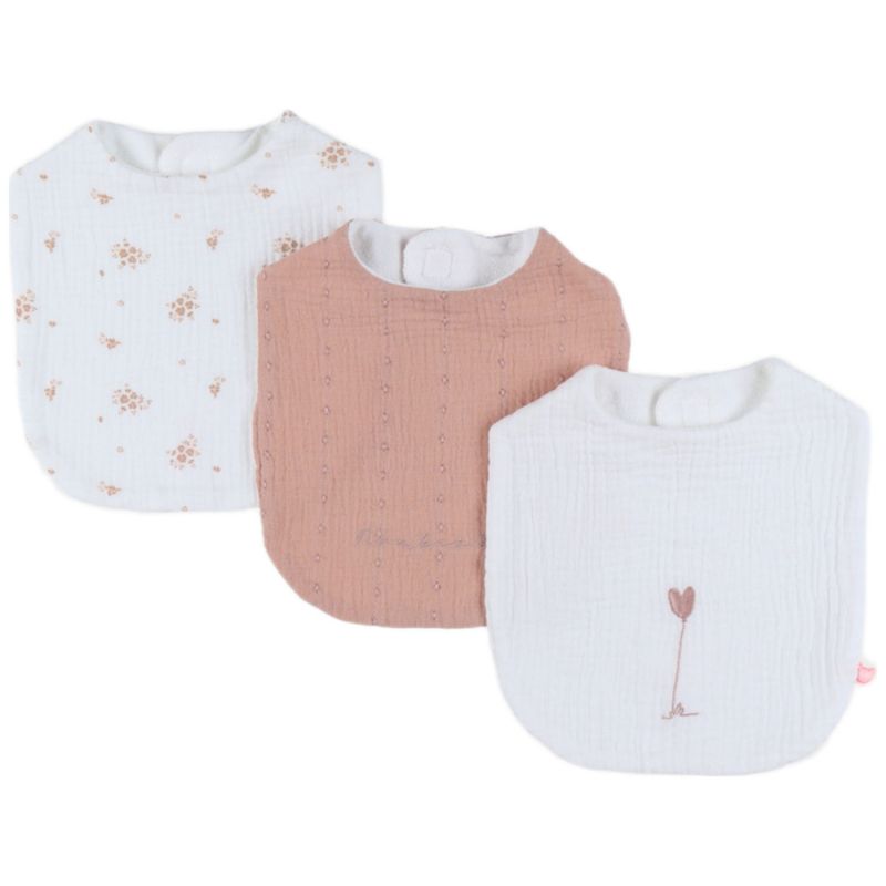 Lot de 3 bavoirs en mousseline bio Fleurs d'Antan Noukie's Produit 2