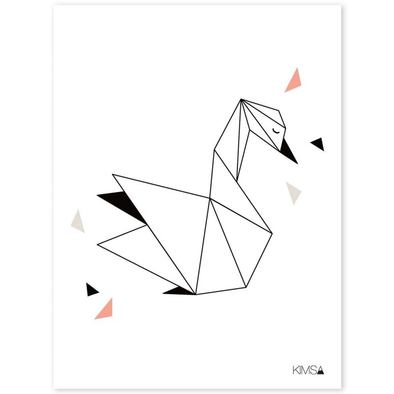 Affiche cygne Origami play by Claudia Soria (30 x 40 cm) Lilipinso