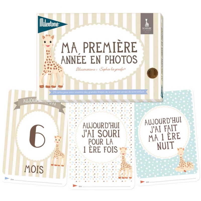 Cartes photos souvenirs Ma première année Sophie La Girafe (24 cartes) Milestone