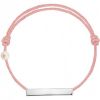 Bracelet cordon Plaque et perle rose poudré (or blanc 750°) - Claverin