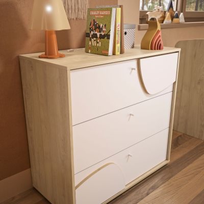 Commode 3 tiroirs Châtaignier naturel Basile
