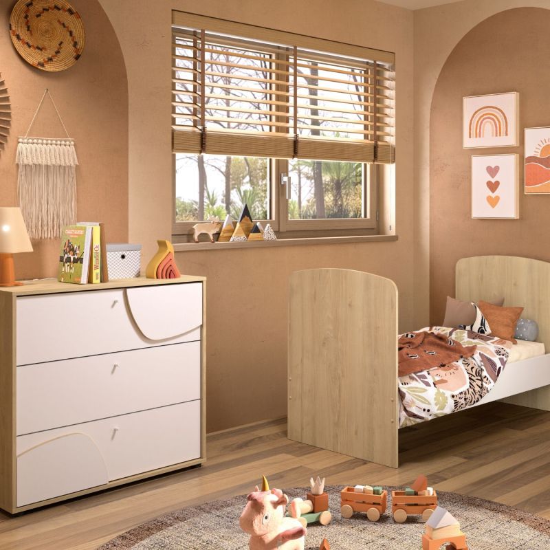Commode 3 tiroirs Châtaignier naturel Basile Galipette Ambiance 5