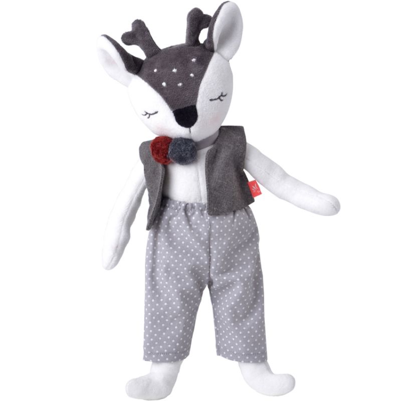 Poupée en coton bio Monsieur Faon gris (41 cm) Kikadu