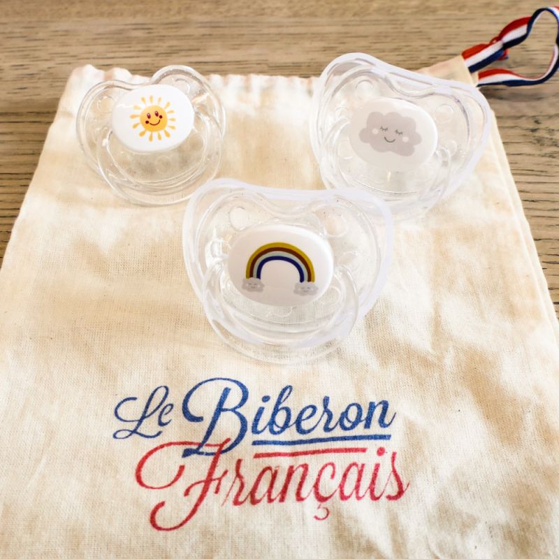 Image d'ambiance de présentation du produit Sucette bébé physiologique Rainbow Arc-en-ciel (6 mois et +) - Le Biberon Français