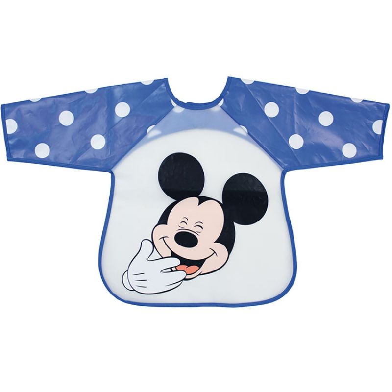 Bavoir tablier à manches Mickey bleu à pois Babycalin