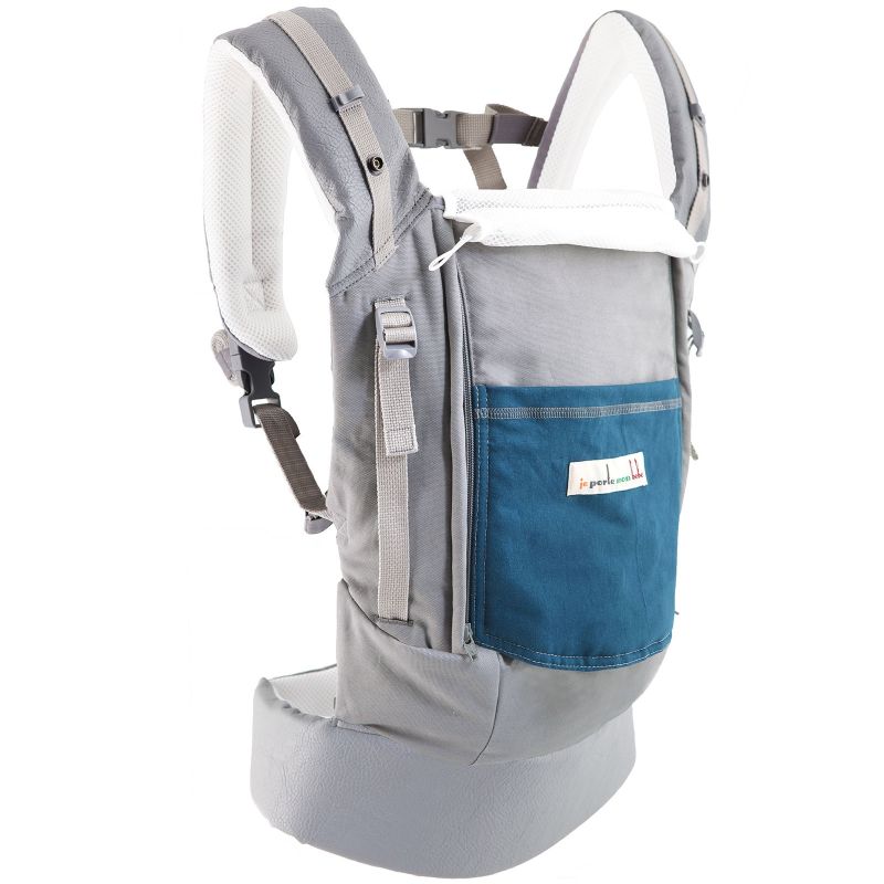 Porte-bébé PhysioCarrier en imitation cuir gris et bleu paon Love Radius