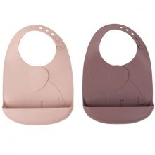 Lot de 2 bavoirs en silicone Elphee roses Peekaboo  par Done by Deer