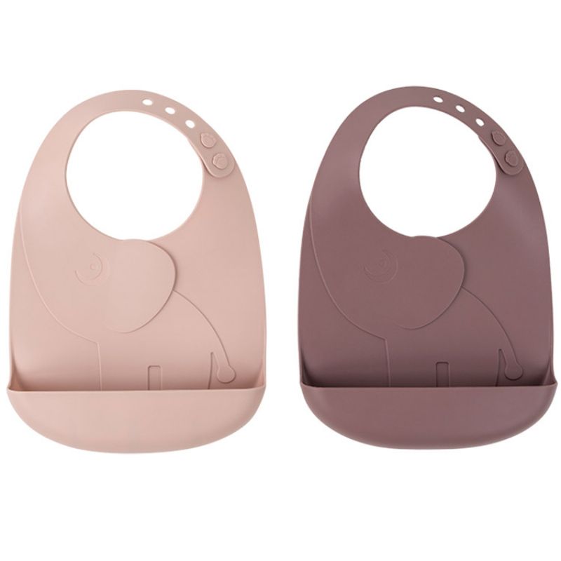 Lot de 2 bavoirs en silicone Elphee roses Peekaboo Done by Deer