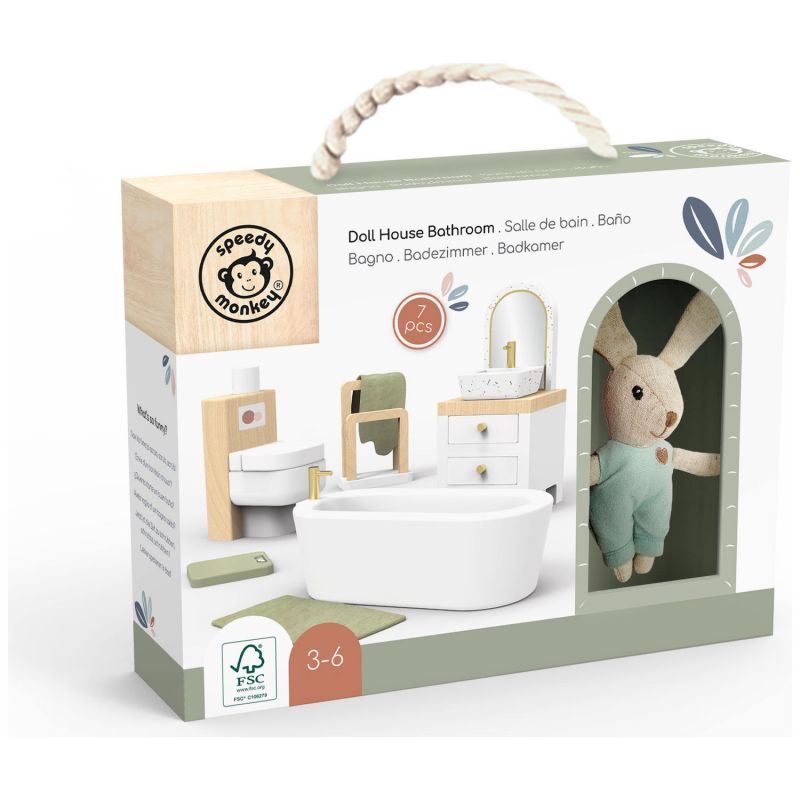 Salle de bain pour maison de poupée avec lapin Speedy Monkey Packaging 3