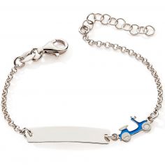 Gourmette Vespa Bleu 12 + 2,5 cm (argent) - Baby bijoux
