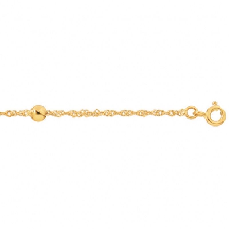 Bracelet maille Singapour et boules (or jaune 750°)  Berceau magique bijoux