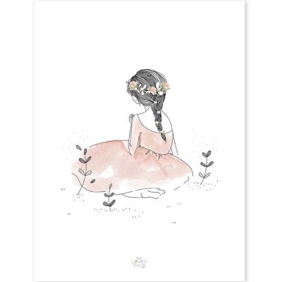 Affiche fillette dans un champ My lovely thing (30 x 40 cm)  par Lilipinso