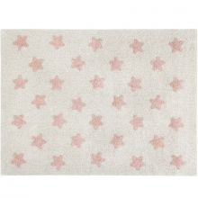 Tapis rectangulaire Estrellas étoile écru et rose (120 x 160 cm)  par Lorena Canals