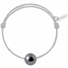 Bracelet enfant Baby Pearly cordon gris perle perle de Tahiti 7mm (or blanc 750°)  par Claverin