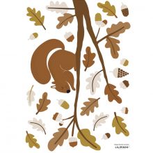 Stickers Forest happiness écureuil, feuilles de chêne (29,7 x 42 cm)  par Lilipinso
