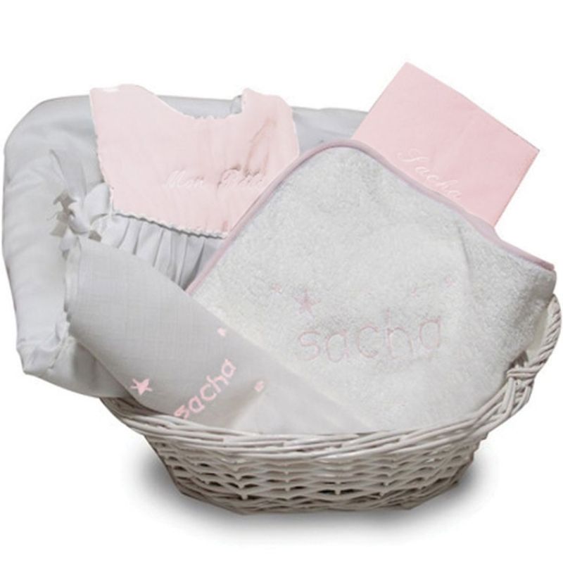 Coffret de naissance corbeille rose (personnalisable) ANVIE Produit 1 grande taille