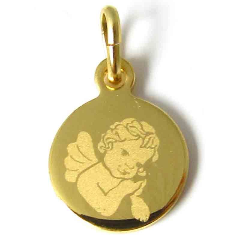 Médaille Ange pensif garçon (plaqué or jaune) Martineau