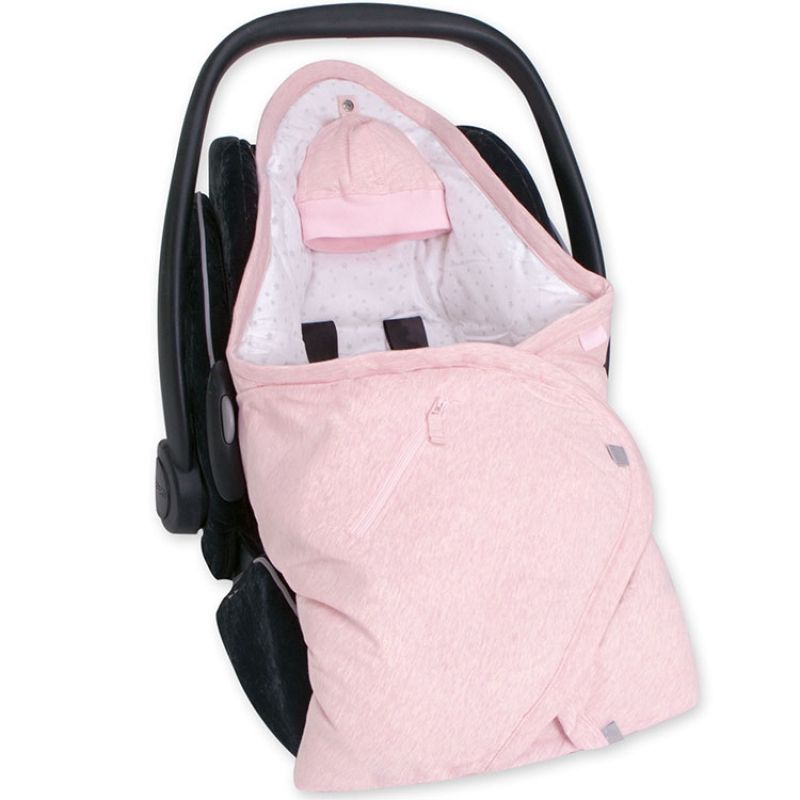 Couverture nomade avec bonnet Biside rose pastel Bmini (90 x 90 cm) Bemini