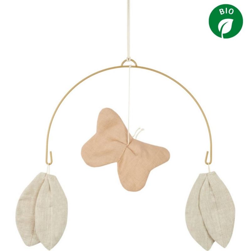 Mobile papillon Lin français sand Nobodinoz