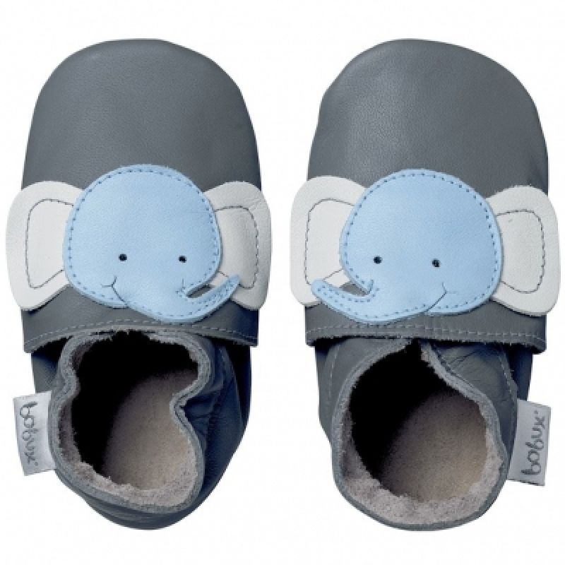 Chaussons bébé cuir Soft soles éléphant (3-9 mois) Bobux