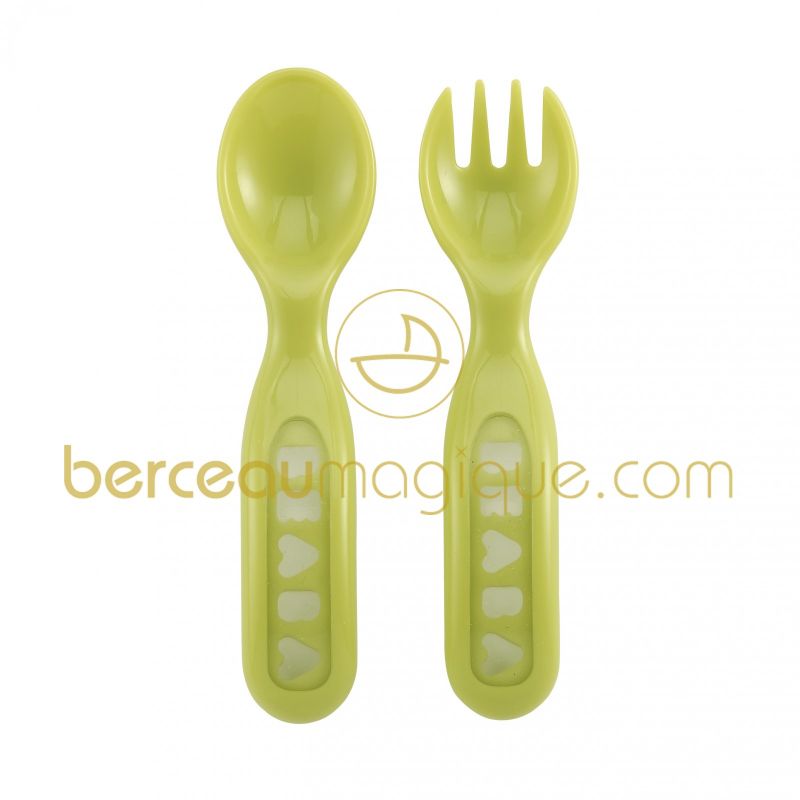 Lot de 2 couverts pour bébé vert  Béaba