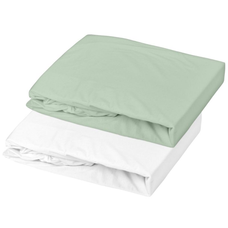 Lot alèse et drap housse Blanc-Vert de gris (60 x 120 cm) Mon P'tit Dodo Produit 1