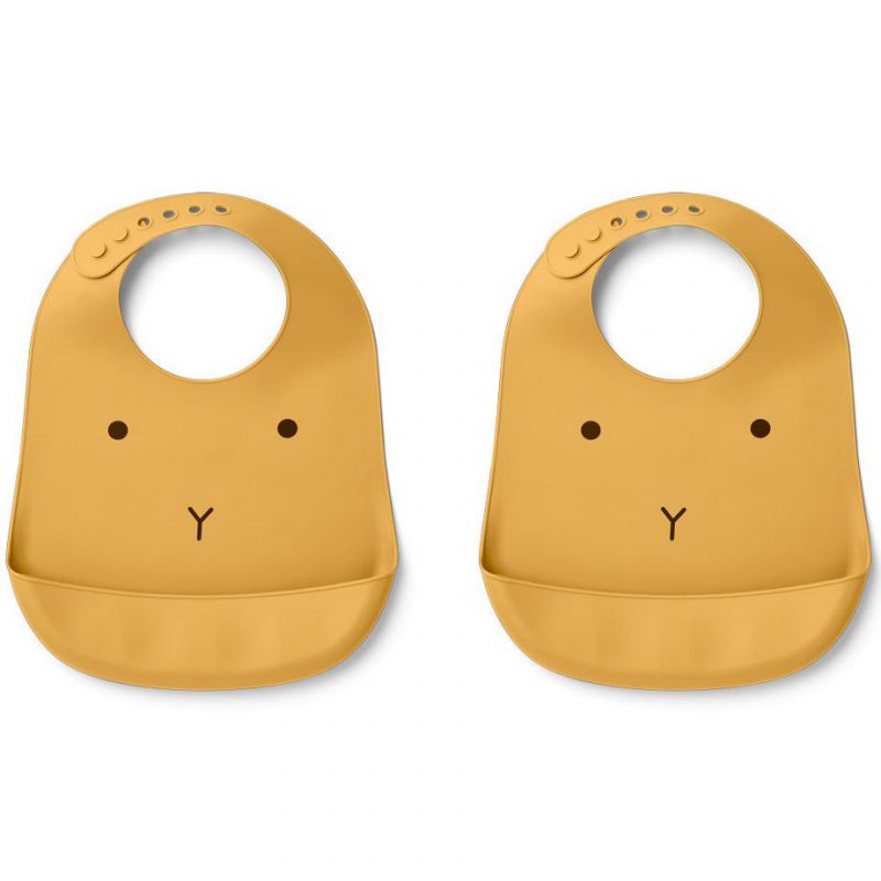 Lot de 2 bavoirs en silicone Tilda lapin yellow mellow Liewood