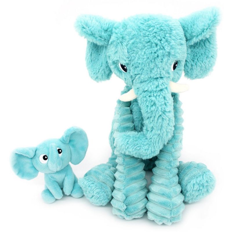 Peluche Eléphant maman et bébé Les Ptipotos Aqua (35 cm) Les Déglingos Produit 1