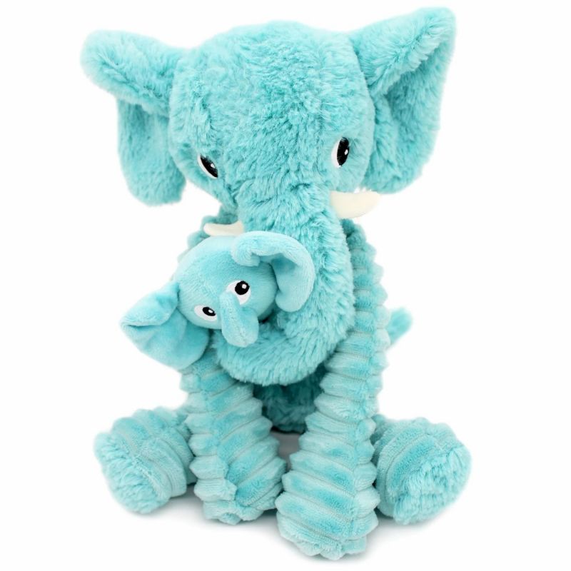 Peluche Eléphant maman et bébé Les Ptipotos Aqua (35 cm) Les Déglingos Produit 3