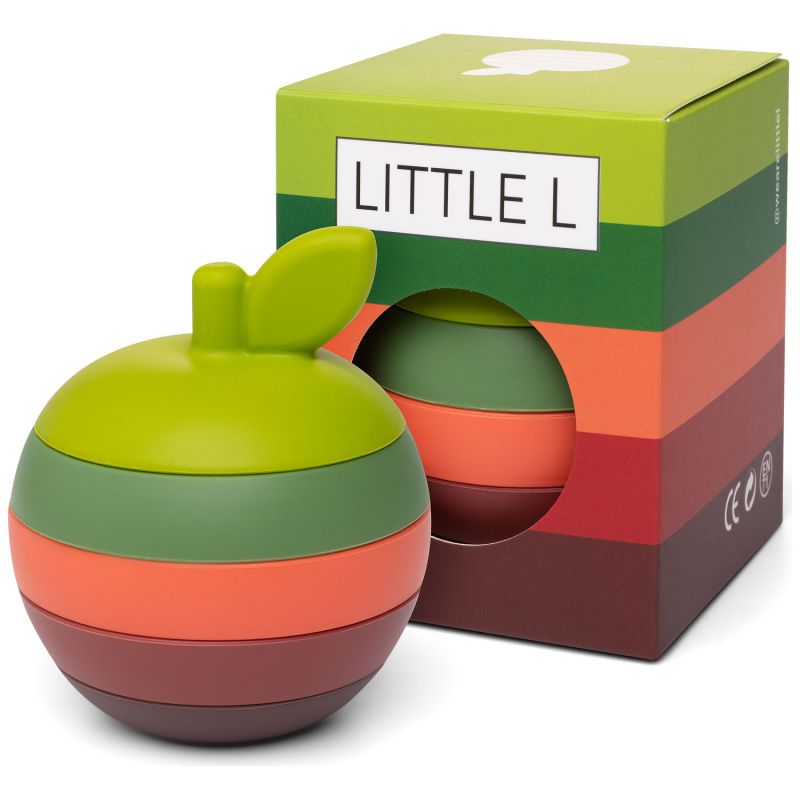 Jouet de dentition en silicone Pomme vert et rouge Little L Packaging 3