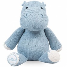 Peluche hippopotame tricot bleu (26 cm)  par Jollein